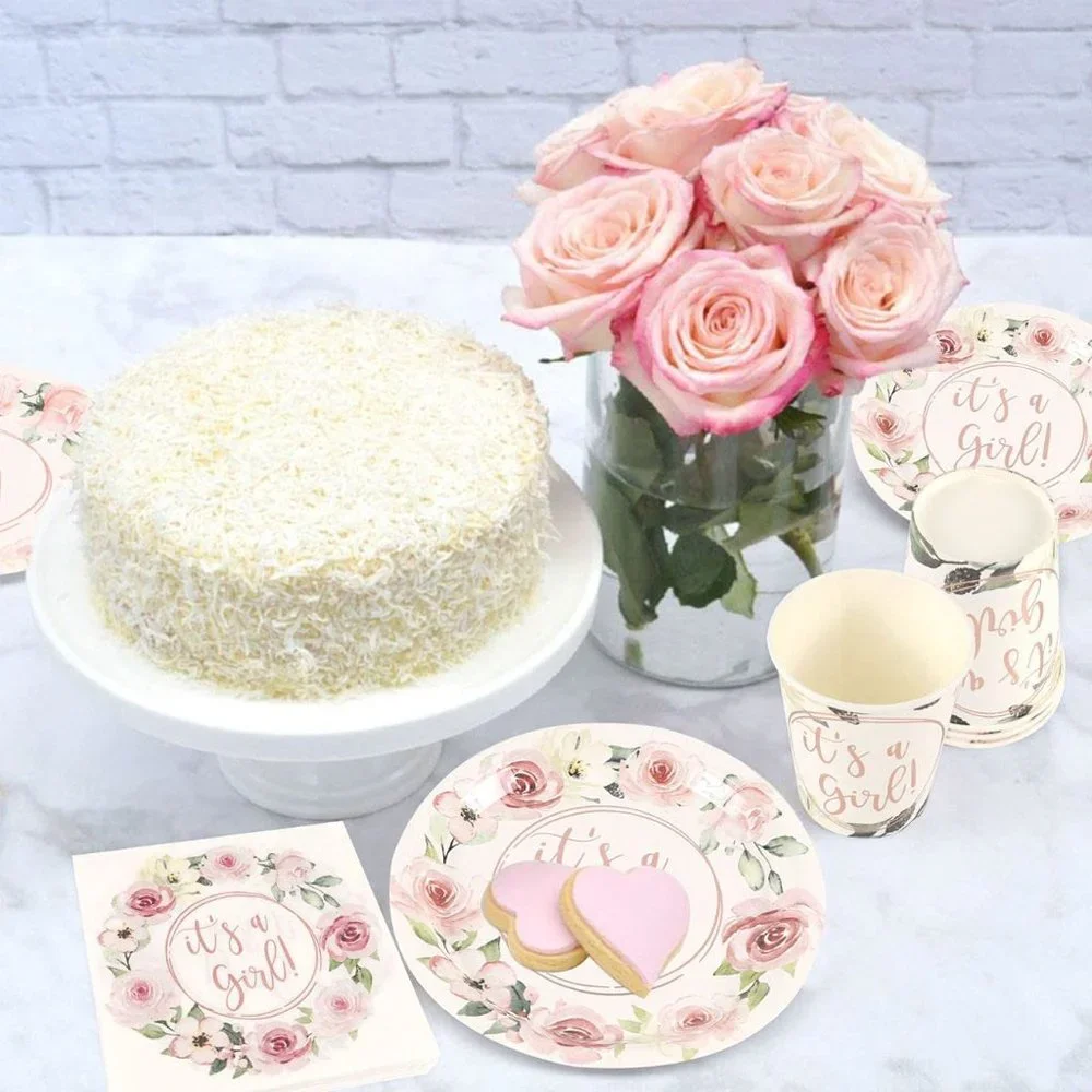 Rose Gold Foil It's A Girl Party Supply 24 Sets X002WGGYXD